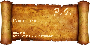 Páva Irén névjegykártya
